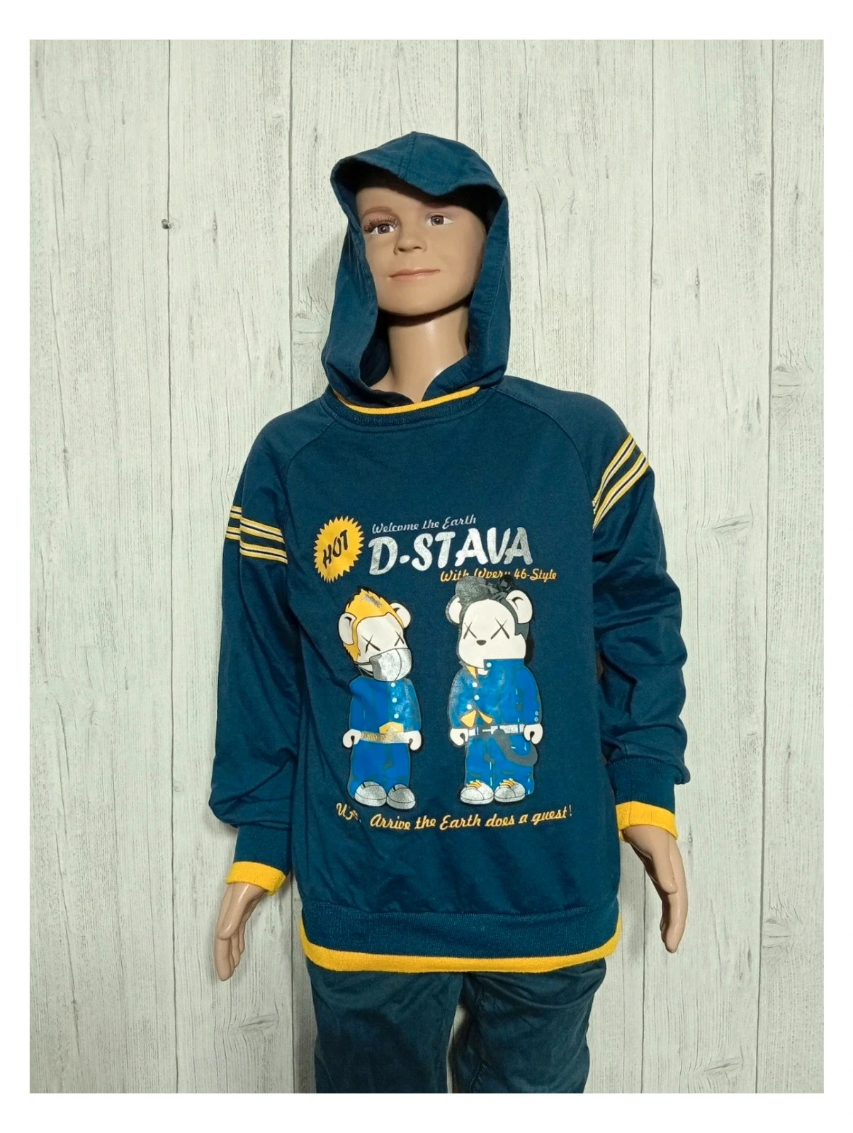 Pull a capuche garcon - taille 14 ans - DK house - couleur marine jaune – d.k.house – taille 14 ans / 164 cm