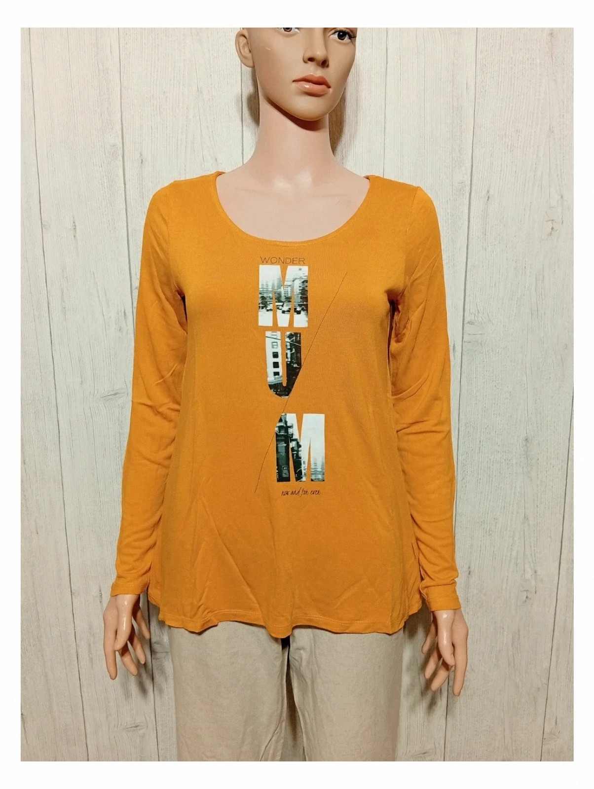 T-shirt manches longues imprimé graphique femme - taille S/36 - maternity premaman- couleur orange