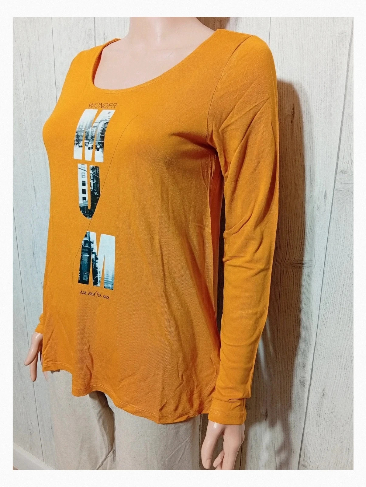 T-shirt manches longues imprimé graphique femme - taille S/36 - maternity premaman- couleur orange – Premaman – taille S / 36 / 8 5