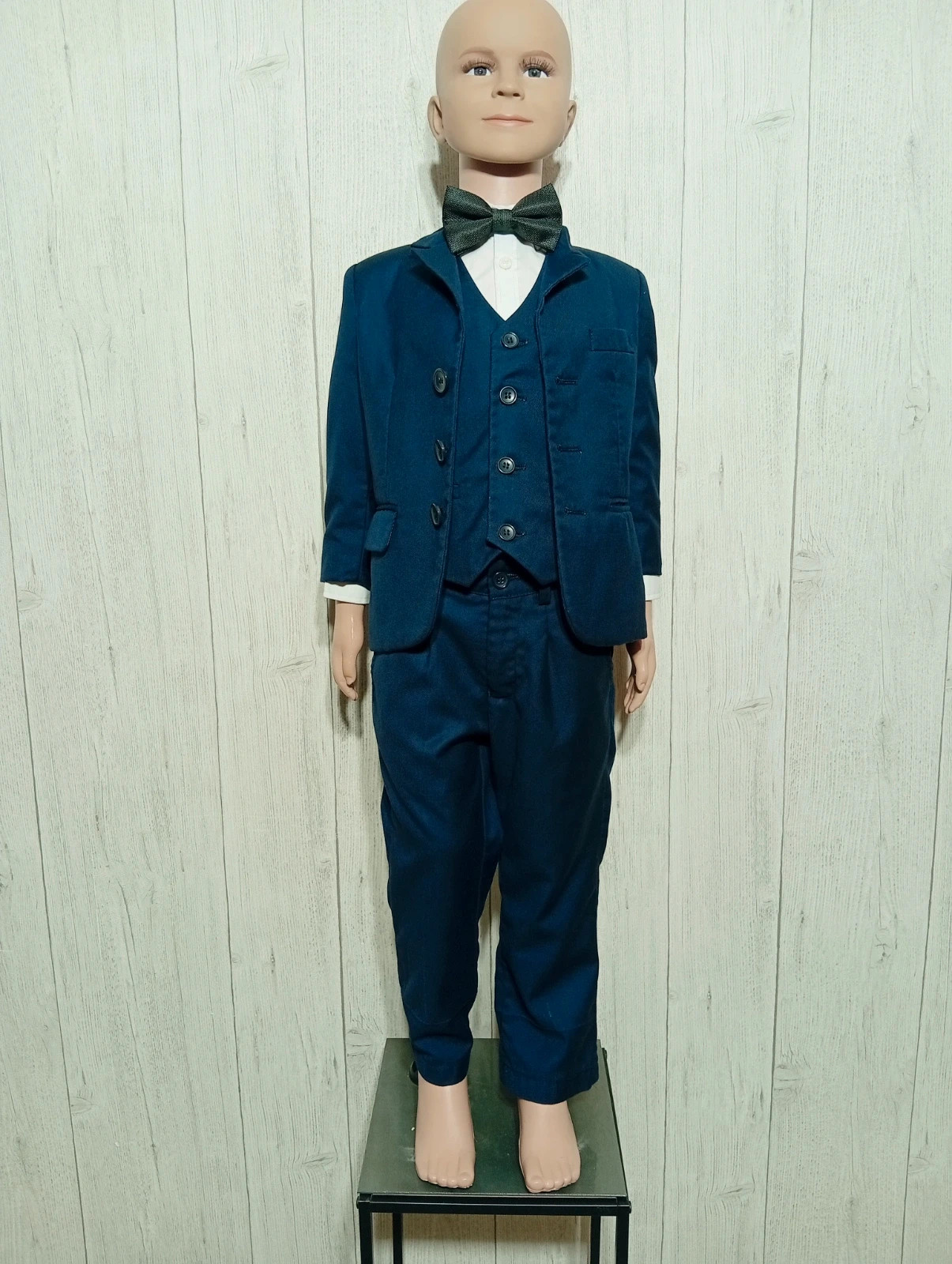Costume 5 pieces garcon- taille 2 ans - point mariage - couleur marine et blanc