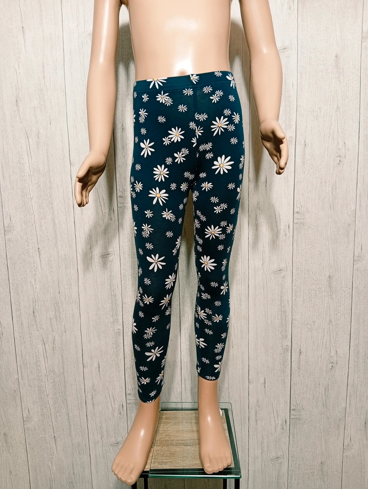 Leggins imprimé floral fille - taille 7 ans - in extenso - couleur marine blanc jaune – In Extenso – taille 7 ans / 122 cm