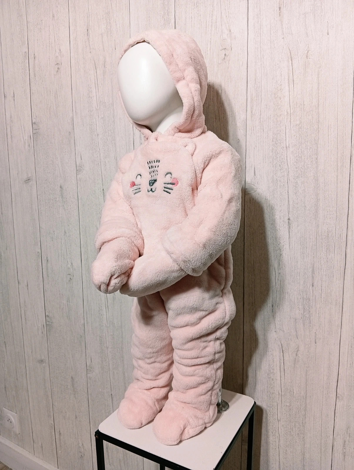 Combinaison avec capuche et moufles fille - Taille 12 mois - tissaia - couleur rose – Tissaia – taille 9-12 mois / 74 cm 3