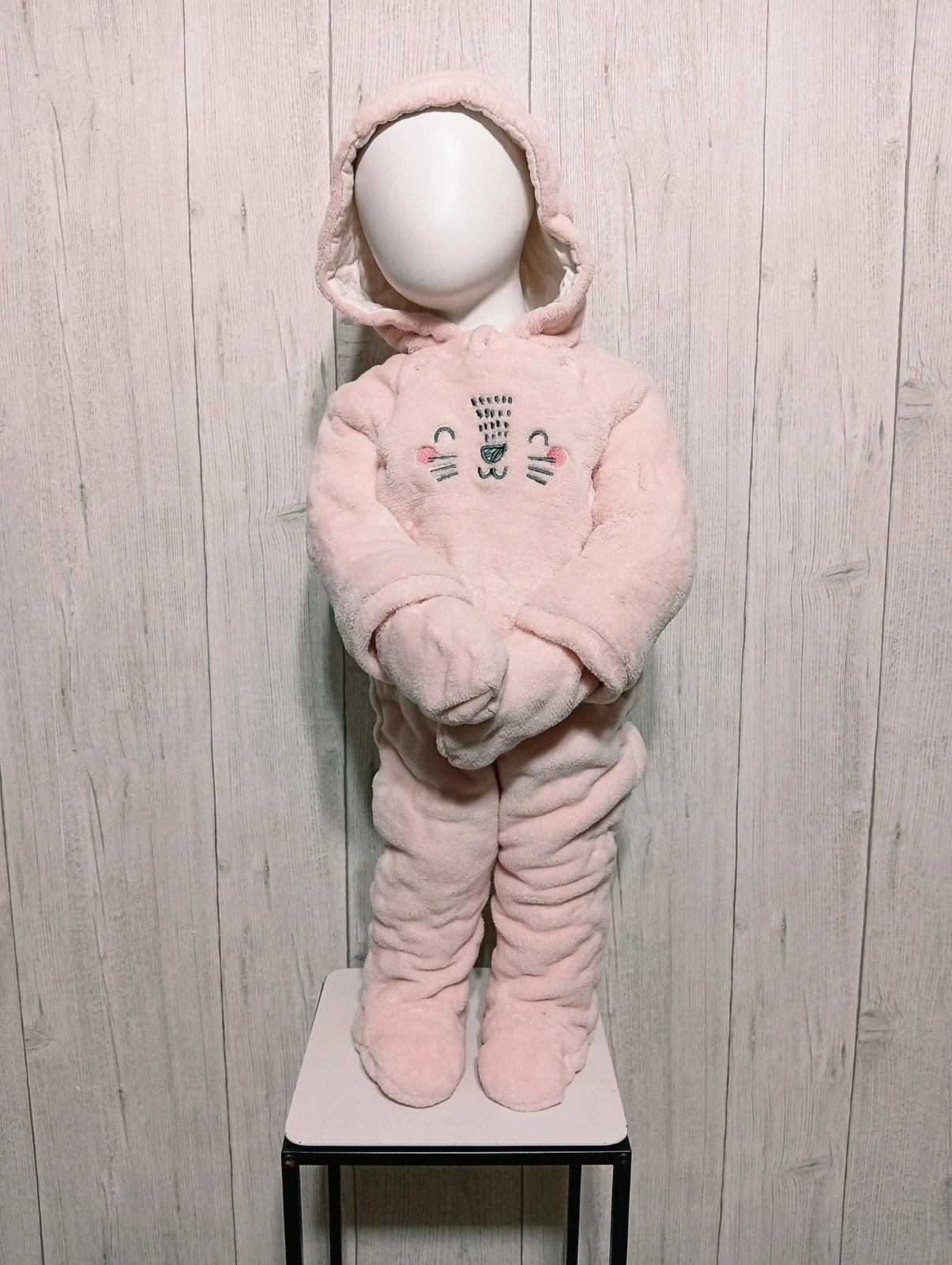 Combinaison avec capuche et moufles fille - Taille 12 mois - tissaia - couleur rose