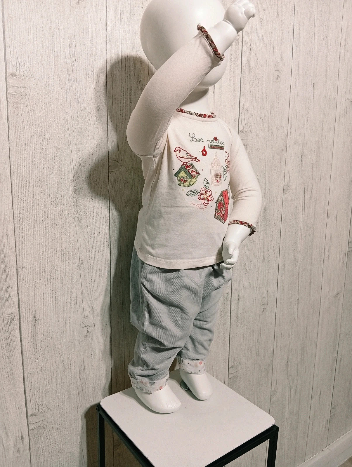 Ensemble 2 pieces fille - taille 12 mois (74 cm) - sergent major - couleur gris blanc multicolore – Sergent Major – taille 9-12 mois / 74 cm 2