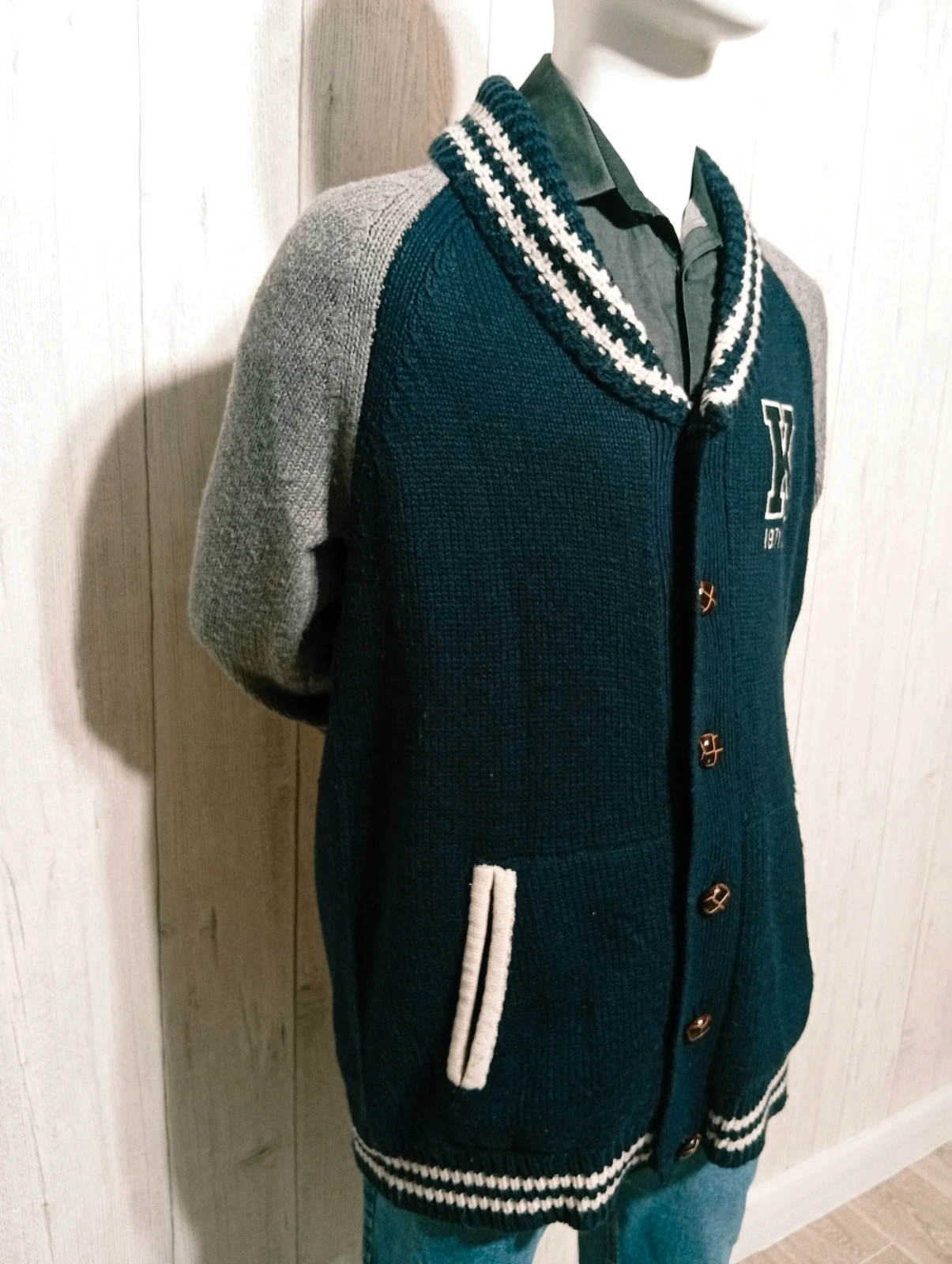 Cardigan imprimé manches longues homme - Taille L/40 - kaporal - couleur marine et gris – Kaporal – taille L 4
