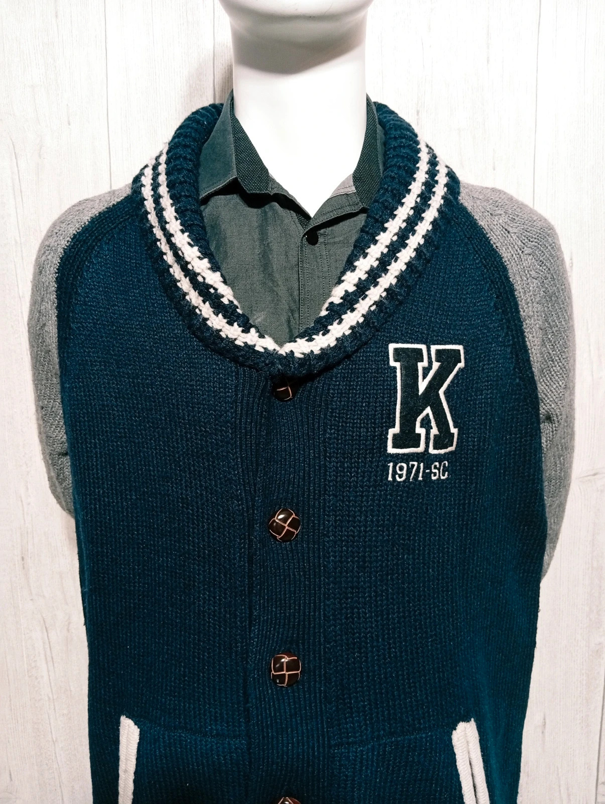 Cardigan imprimé manches longues homme - Taille L/40 - kaporal - couleur marine et gris – Kaporal – taille L 2