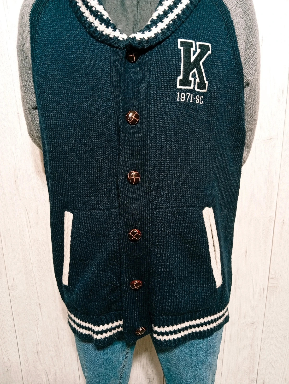 Cardigan imprimé manches longues homme - Taille L/40 - kaporal - couleur marine et gris – Kaporal – taille L 3