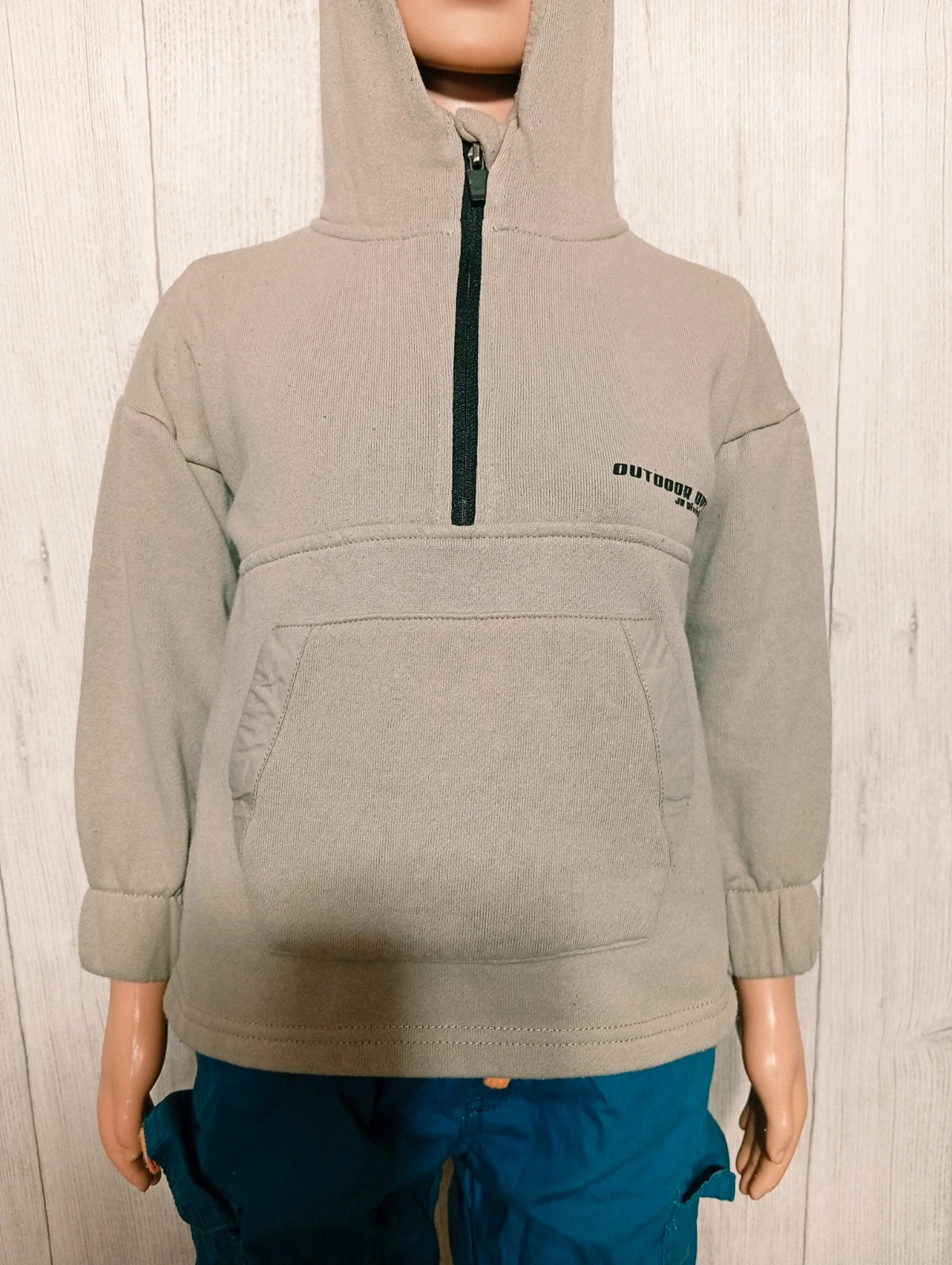 Pull a capuche manches longues garcon- taille 3 ans - outdoor - couleur gris beige – OUTDOOR – taille 3 ans / 98 cm 3