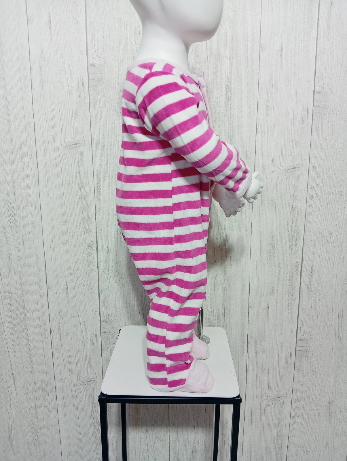 Pyjama polaire 1 piece imprimé a rayure - taille 12mois - influx - couleur fushia blanc – Influx – taille 12-18 mois / 80 cm 4