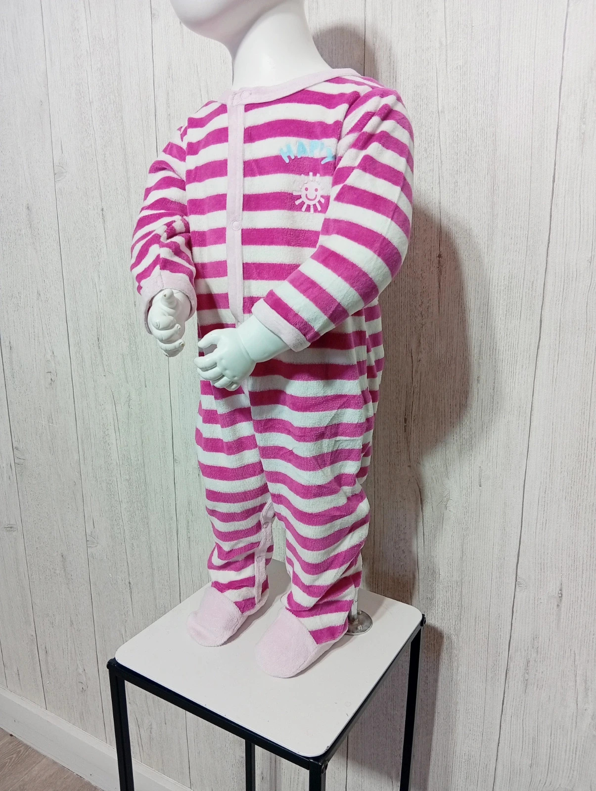 Pyjama polaire 1 piece imprimé a rayure - taille 12mois - influx - couleur fushia blanc – Influx – taille 12-18 mois / 80 cm 3