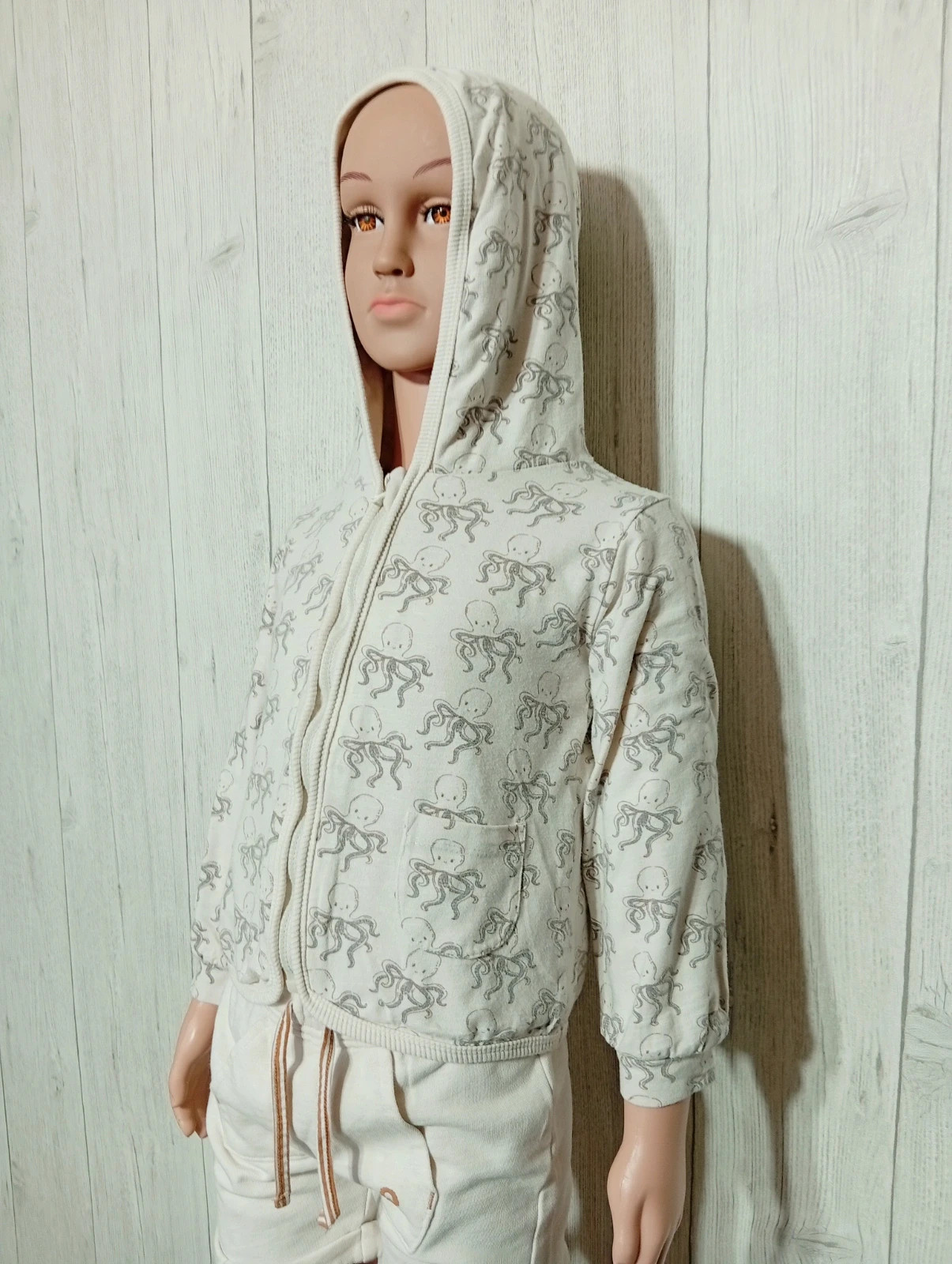 Gilet zippée a capuche imprimé a motif pieuvre - taille 3 ans - dirkje- couleur creme gris – Dirkje – taille 3 ans / 98 cm 5