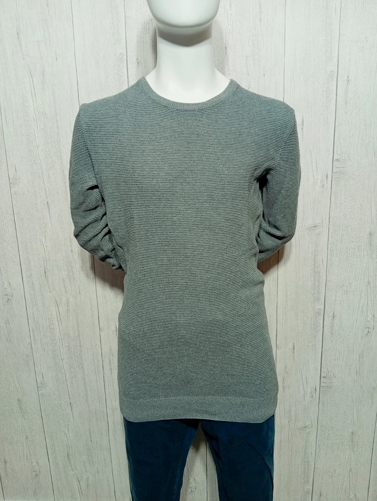 Pull ras de cou a rayure homme - taille S/36 - Kiabi - couleur gris – Kiabi – taille S