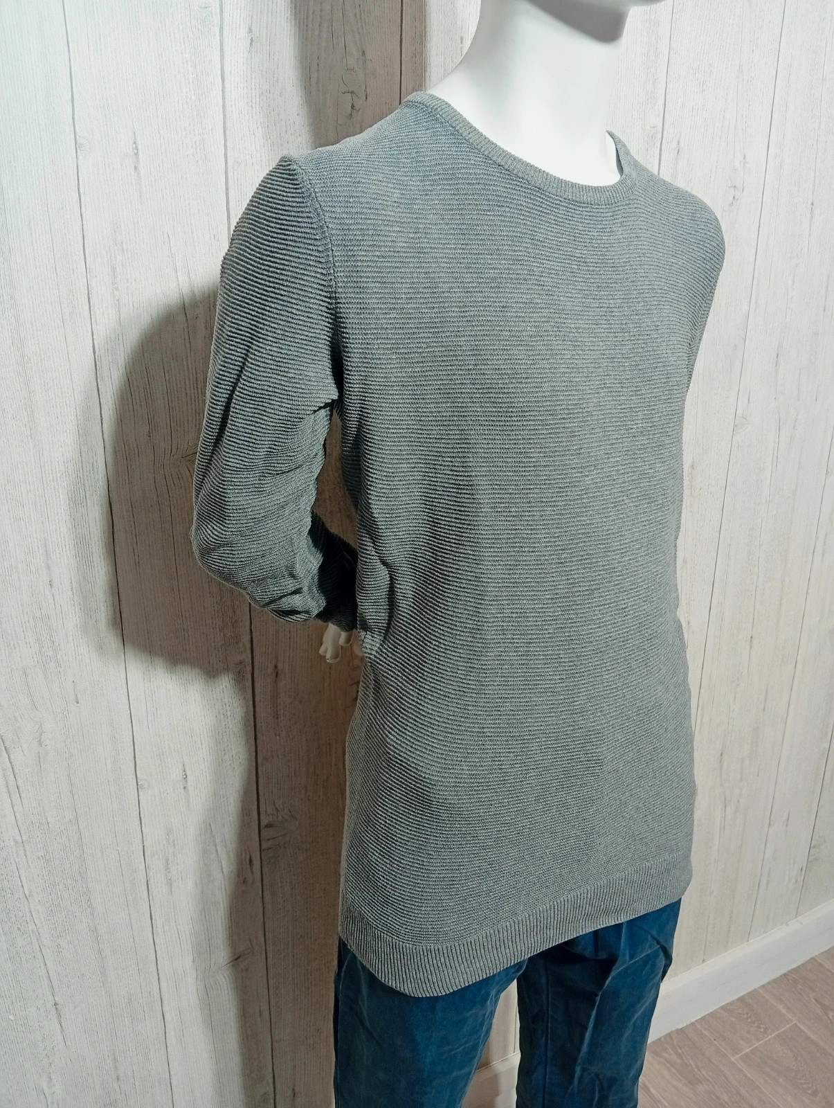 Pull ras de cou a rayure homme - taille S/36 - Kiabi - couleur gris – Kiabi – taille S 4