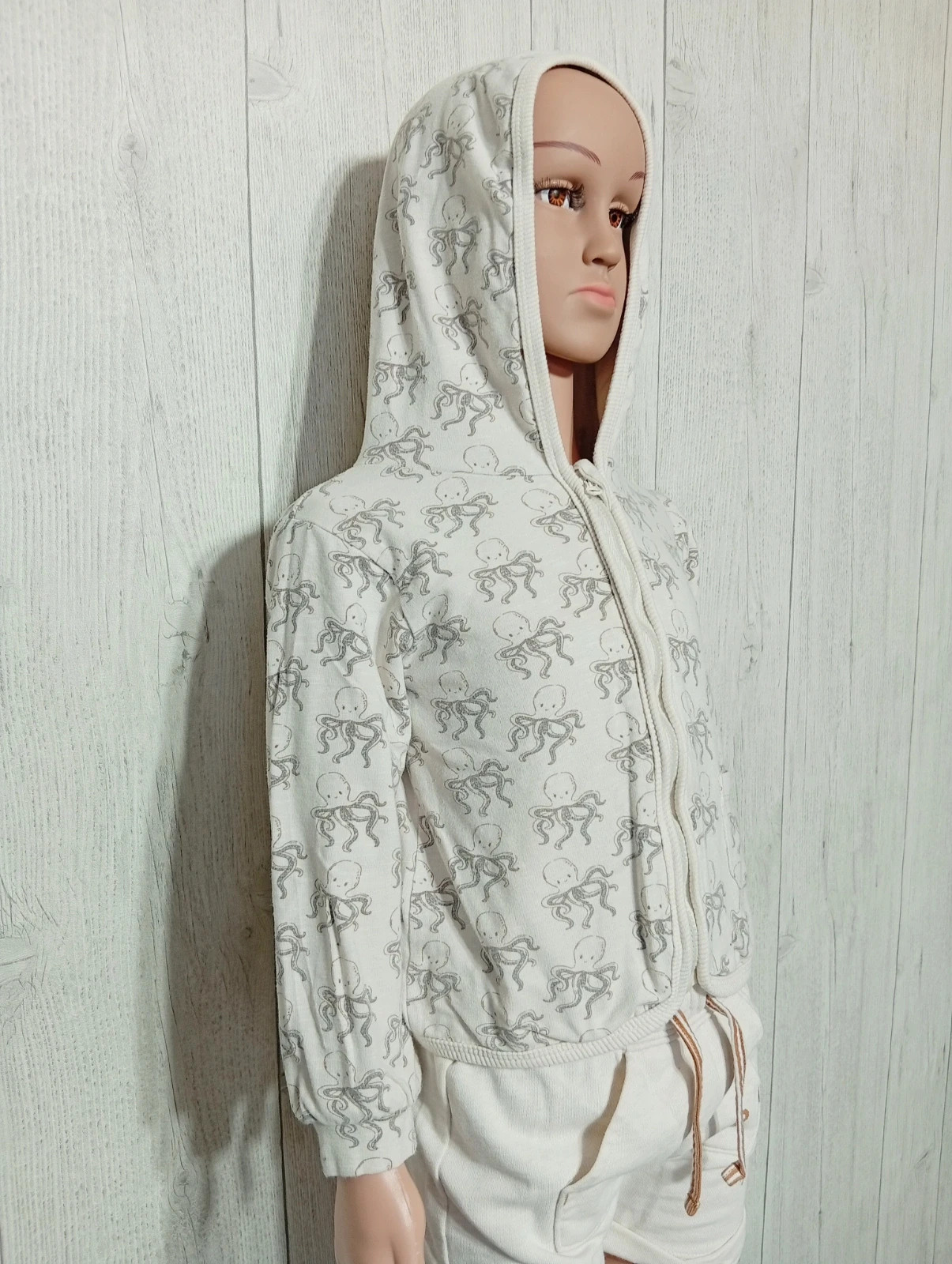Gilet zippée a capuche imprimé a motif pieuvre - taille 3 ans - dirkje- couleur creme gris – Dirkje – taille 3 ans / 98 cm 4