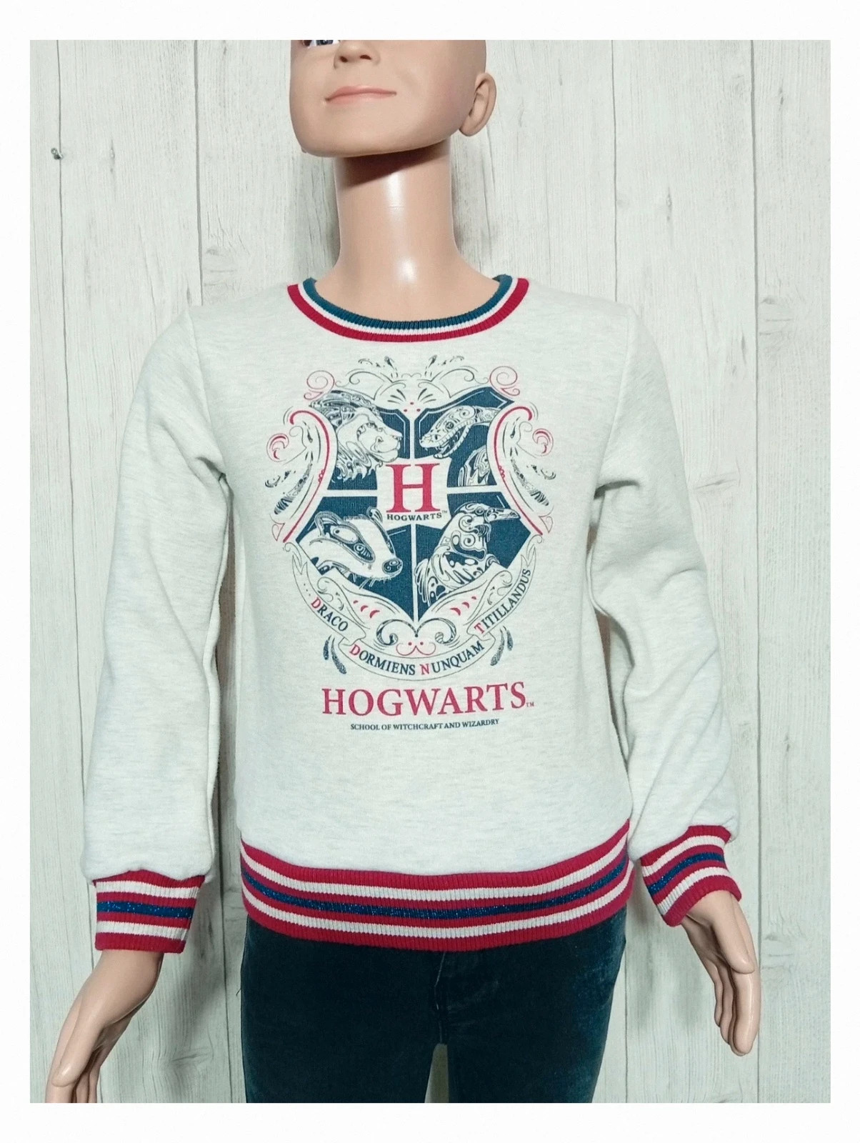 Sweat imprimé harry potter fille - taille 8 ans - harry potter - couleur gris rouge blanc marine