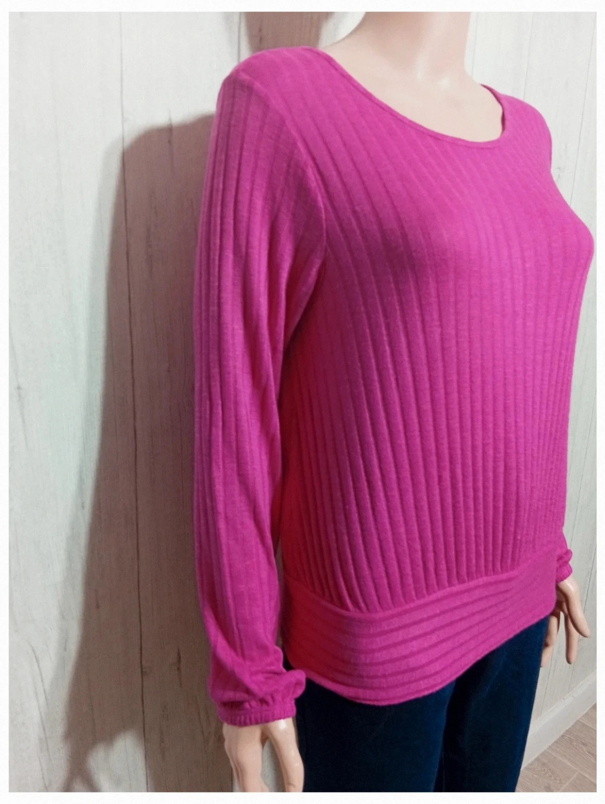 Pull a manche longue en maille côtelée femme - taille L/40- cache cache - couleur fushia – Cache Cache – taille L / 40 / 12 4