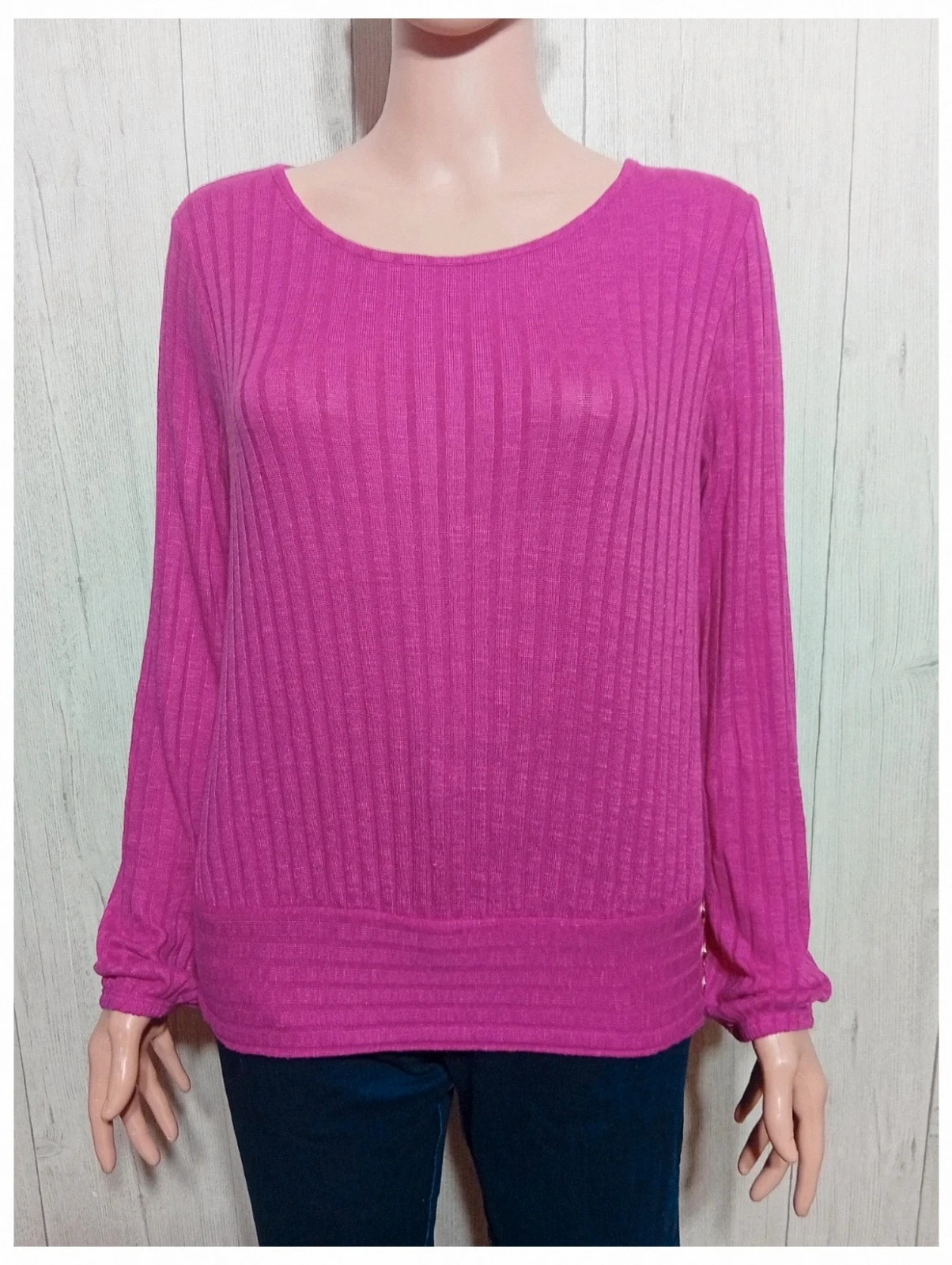 Pull a manche longue en maille côtelée femme - taille L/40- cache cache - couleur fushia