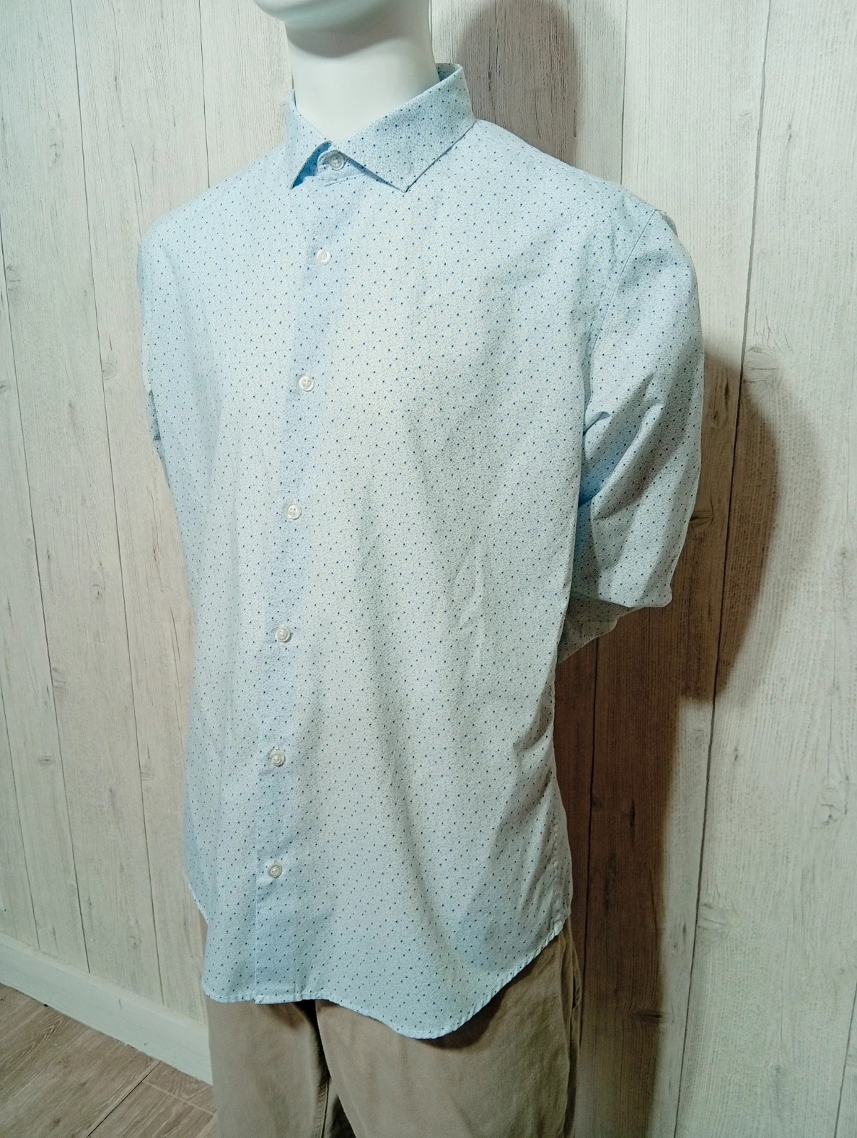 Chemise manche longue a motif homme - taille L/40 - smog - couleur bleu clair et blanc – SMOG – taille L 5