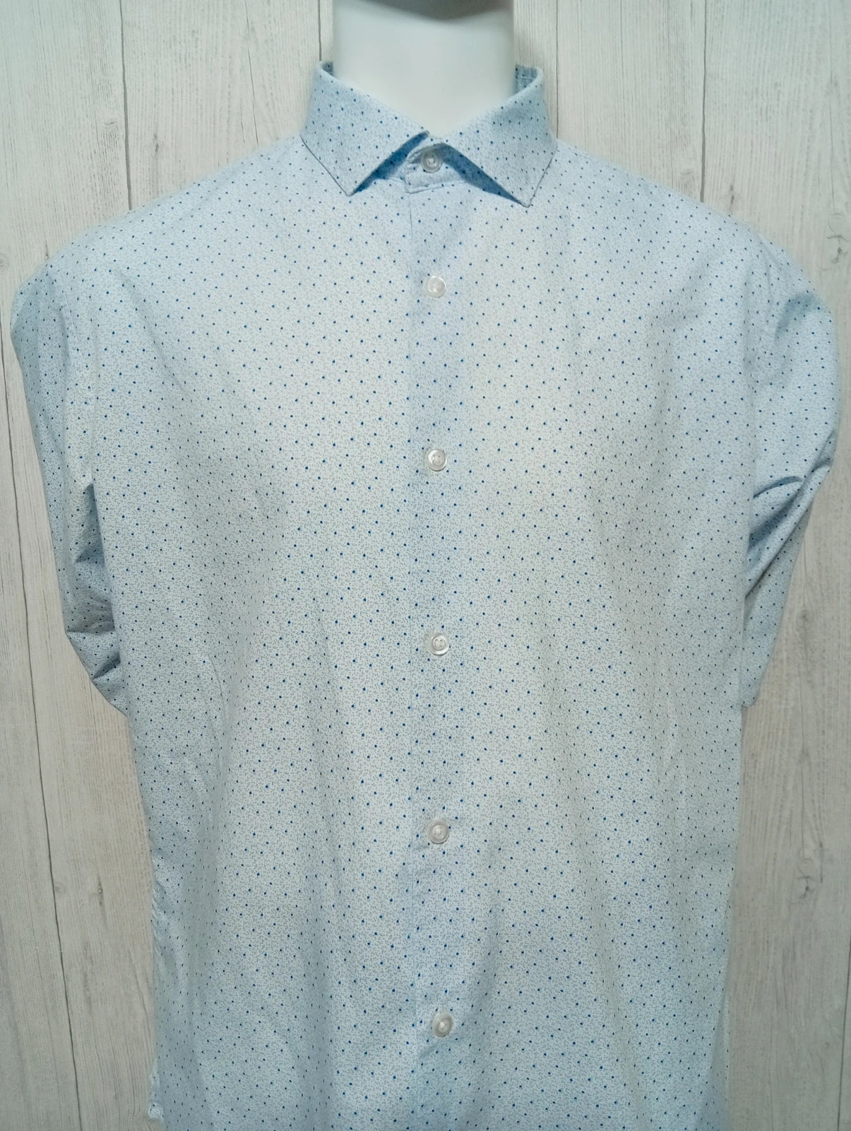Chemise manche longue a motif homme - taille L/40 - smog - couleur bleu clair et blanc – SMOG – taille L 2