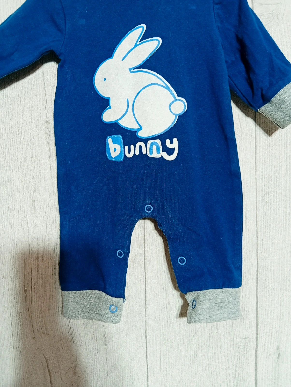 Combinaison de bébé - taille 1/3mois (56 cm) - Bel&Bo - couleur bleu blanc gris – Bel&Bo – taille 1-3 mois / 56 cm 3
