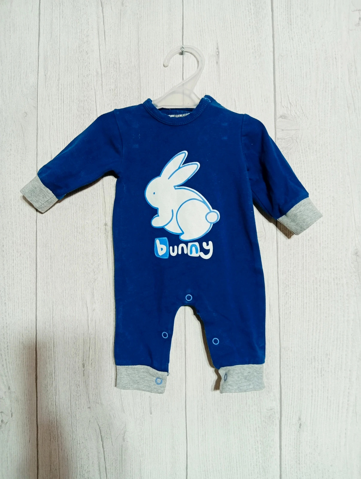 Combinaison de bébé - taille 1/3mois (56 cm) - Bel&Bo - couleur bleu blanc gris
