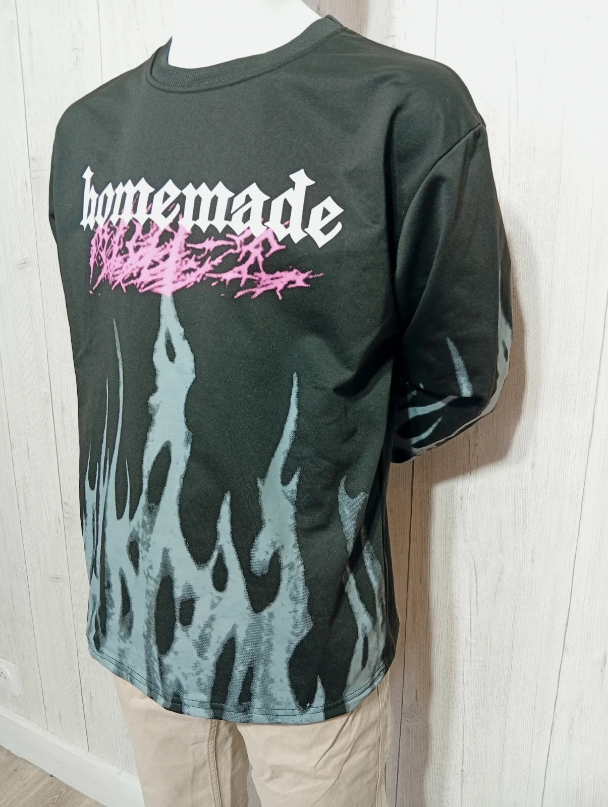 Sweat imprimé manches longues homme - taille L/40 ( taille 3) -homemade- couleur noir gris – Homemade – taille L 5