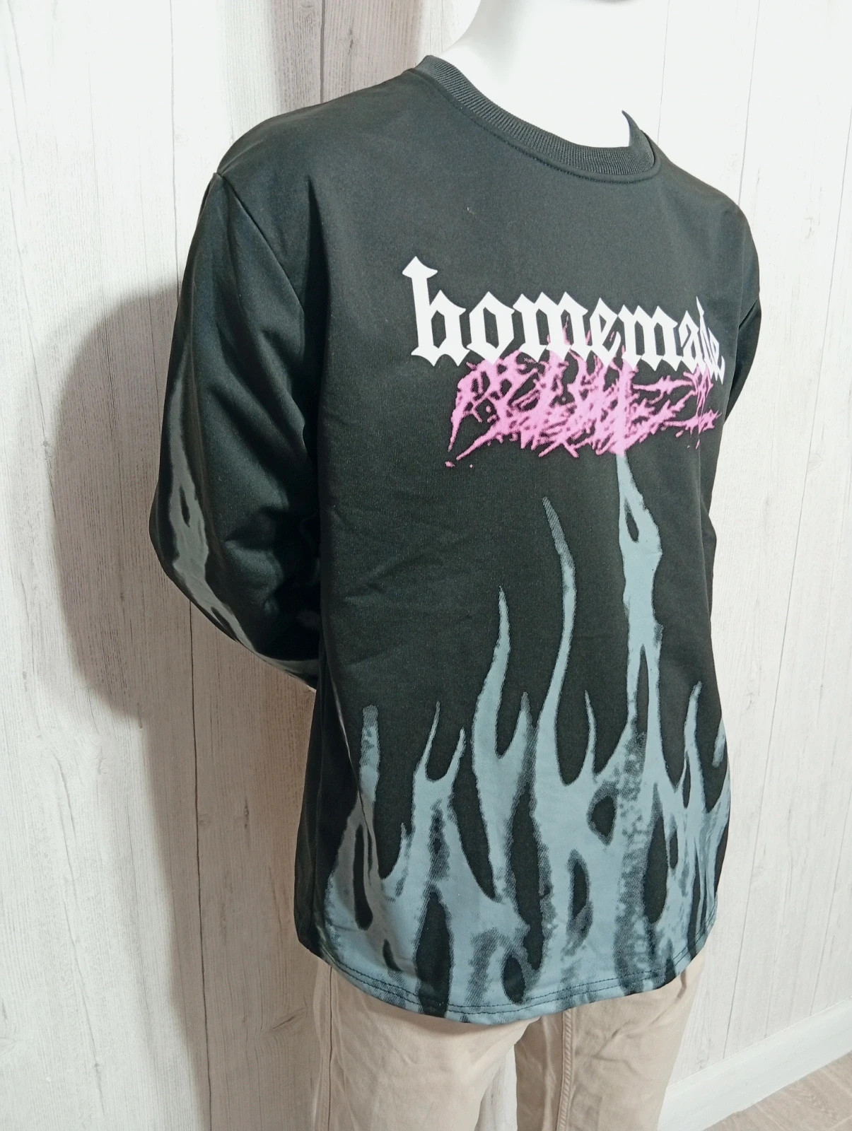 Sweat imprimé manches longues homme - taille L/40 ( taille 3) -homemade- couleur noir gris – Homemade – taille L 4