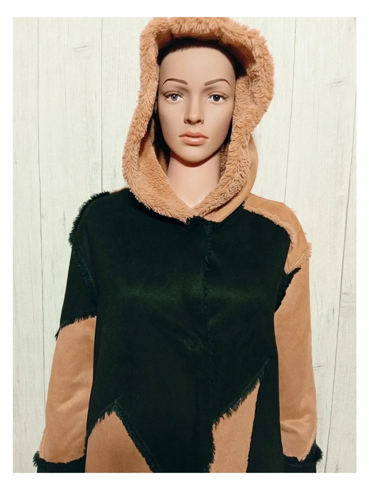 Manteau a capuche en fausse fourrure femme - taille S/M - madison - couleur noir marron – Madison – taille M / 38 / 10 2