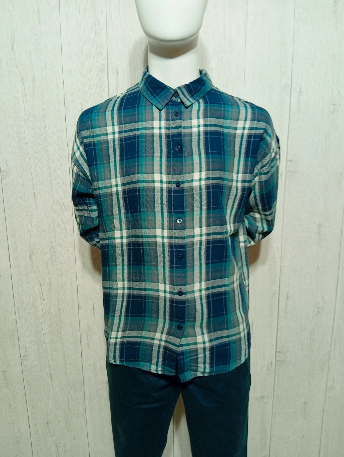 Chemise a carreaux manches longues homme- taille M/38- Gemo- couleur marine vert – Gémo – taille M