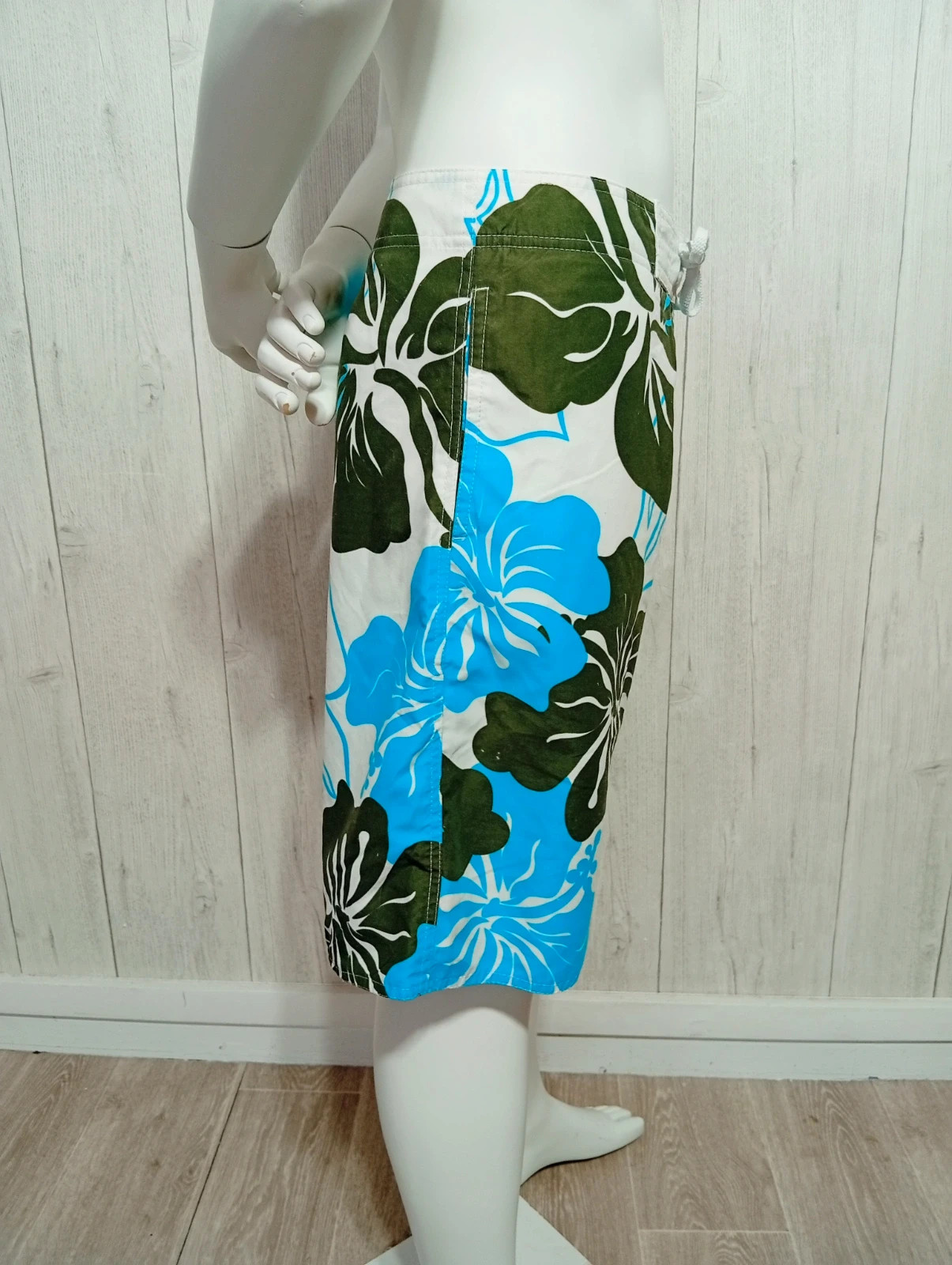 Short de bain homme - taille M/38 - summertime- couleur blanc turquoise kaki – Summer Time – taille M 4