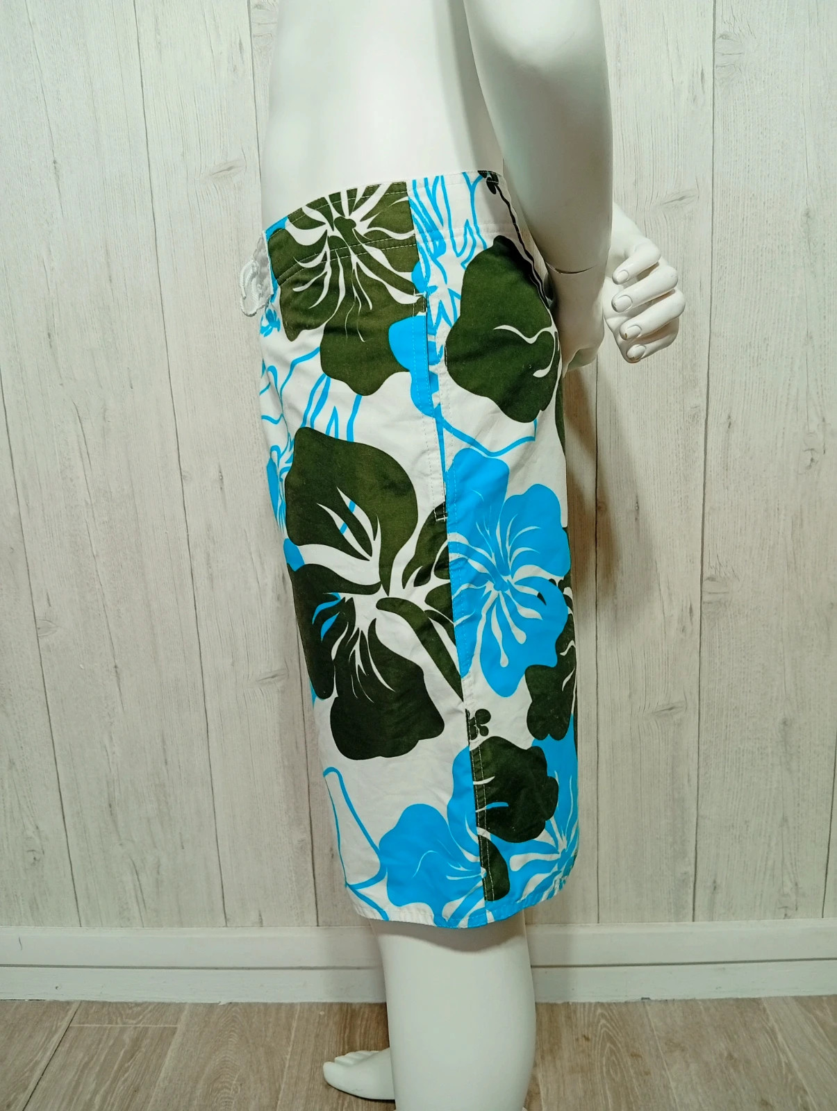 Short de bain homme - taille M/38 - summertime- couleur blanc turquoise kaki – Summer Time – taille M 5