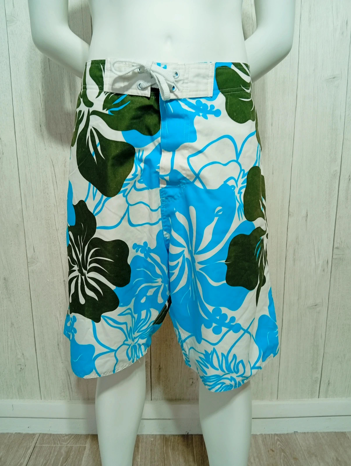 Short de bain homme - taille M/38 - summertime- couleur blanc turquoise kaki – Summer Time – taille M