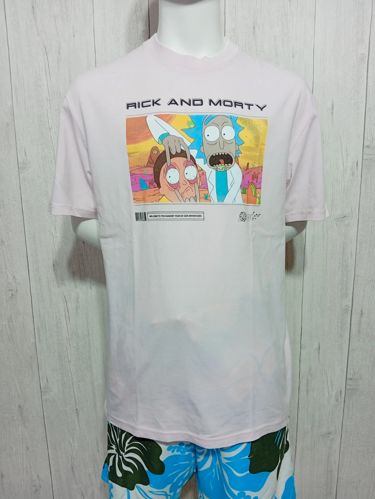 T-shirt imprimé manches courtes homme - taille M/38 - rick et marty - couleur rose multicolore