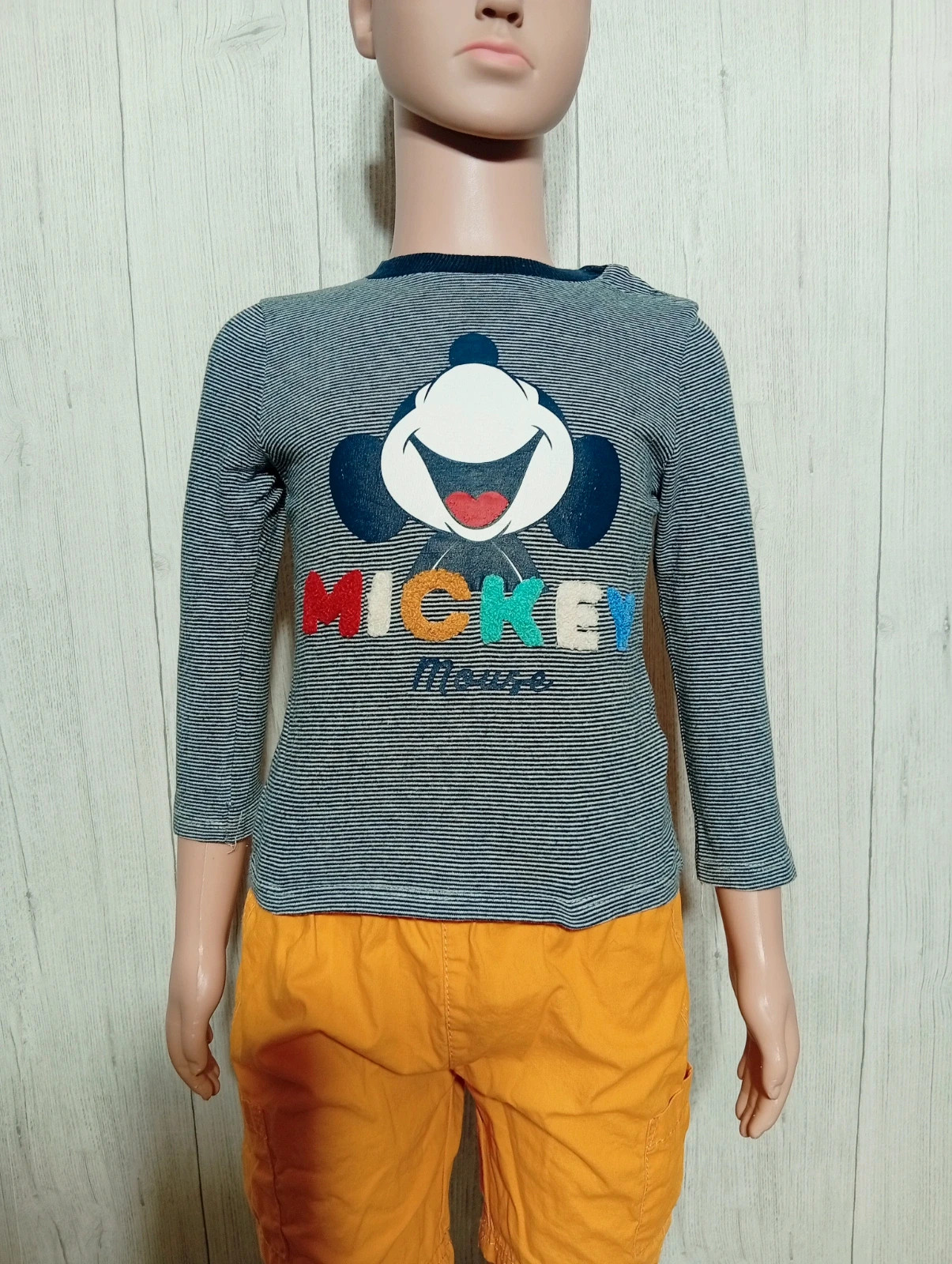 T-shirt imprimé manches longues garçon - taille 2 ans - Disney baby - couleur marine blanc
