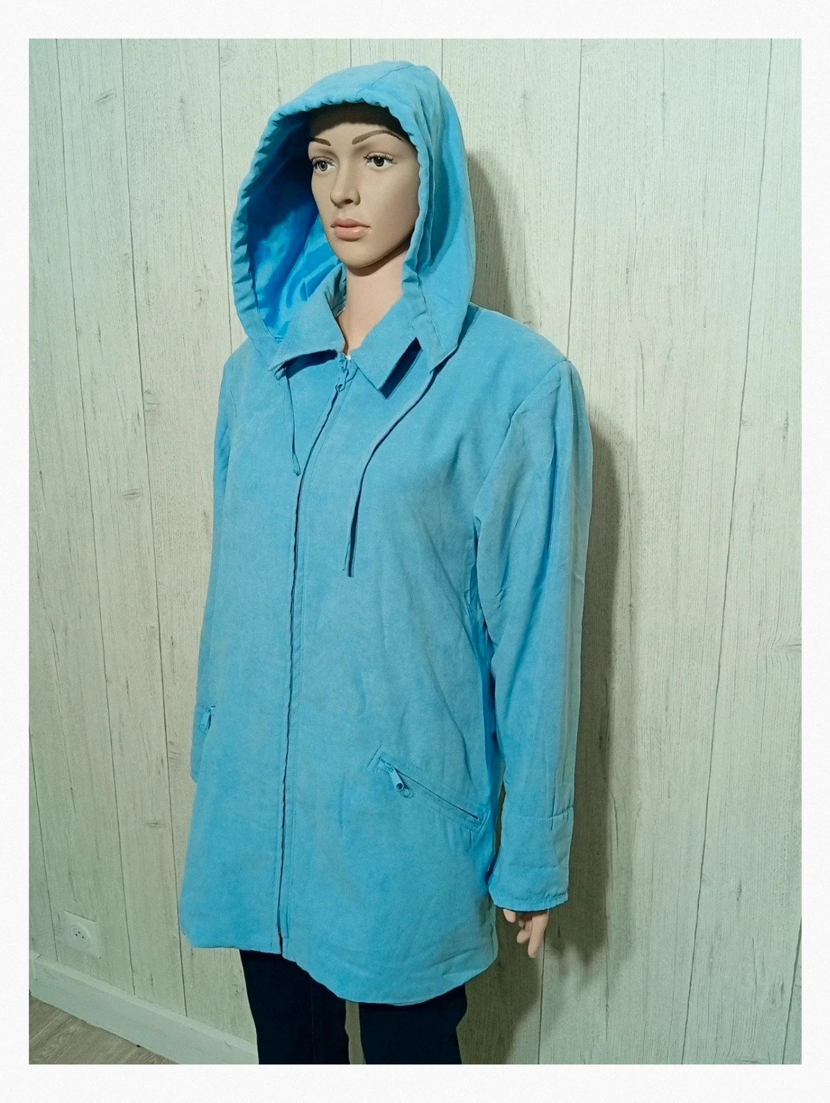 Parkas a capuche femme - taille 38/40 - daxon - couleur bleu clair – Daxon – taille M / 38 / 10 5