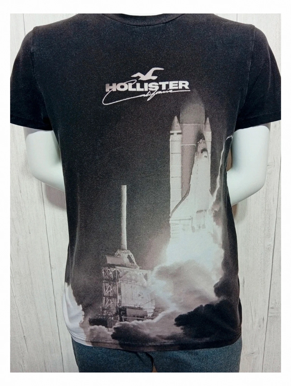 T-shirt imprimé manches courtes - taille S/36 - hollister - couleur noir gris – Hollister – taille S 3