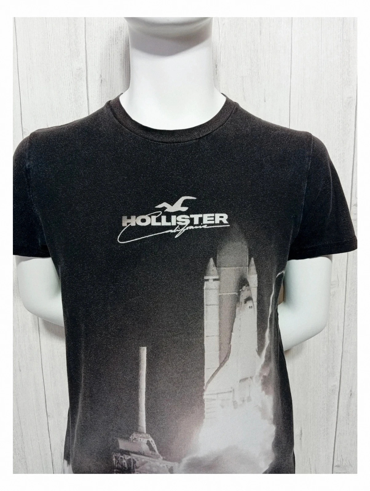 T-shirt imprimé manches courtes - taille S/36 - hollister - couleur noir gris – Hollister – taille S 2