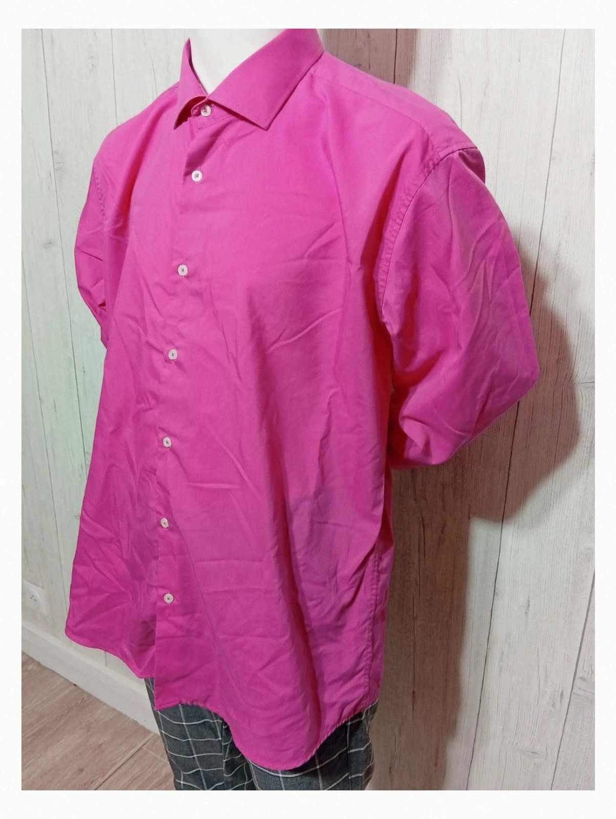 Chemise unis manches longues homme - taille XL/42 - Marion Roth - couleur fushia – Marion Roth – taille XL 5