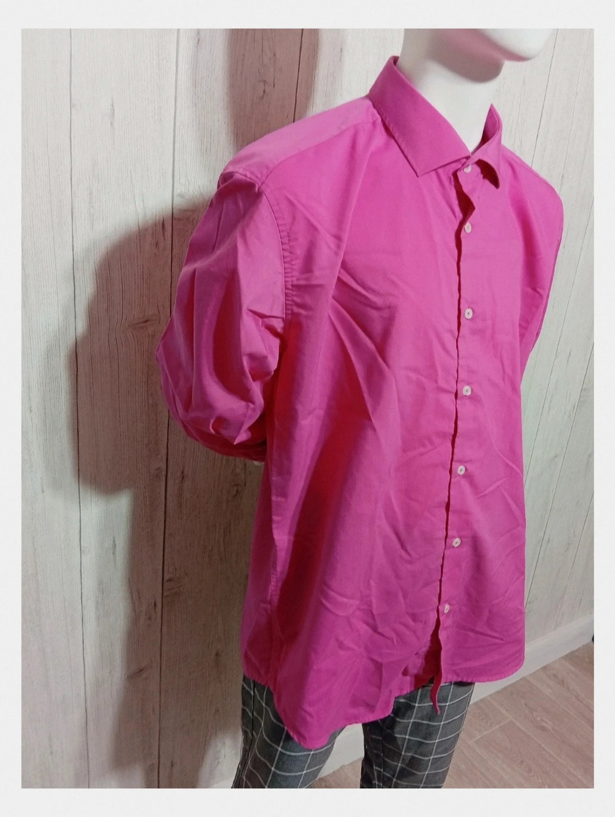 Chemise unis manches longues homme - taille XL/42 - Marion Roth - couleur fushia – Marion Roth – taille XL 4