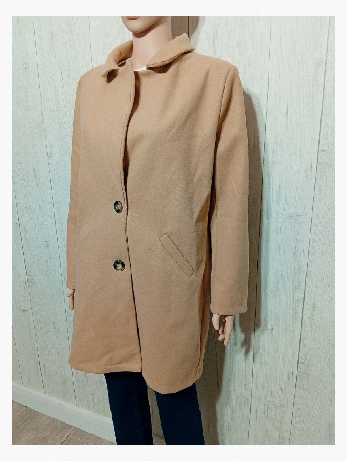 Manteau long d'hiver femme - taille M/38 - Made in Italy - couleur beige – M-Made in Italy – taille M / 38 / 10 5