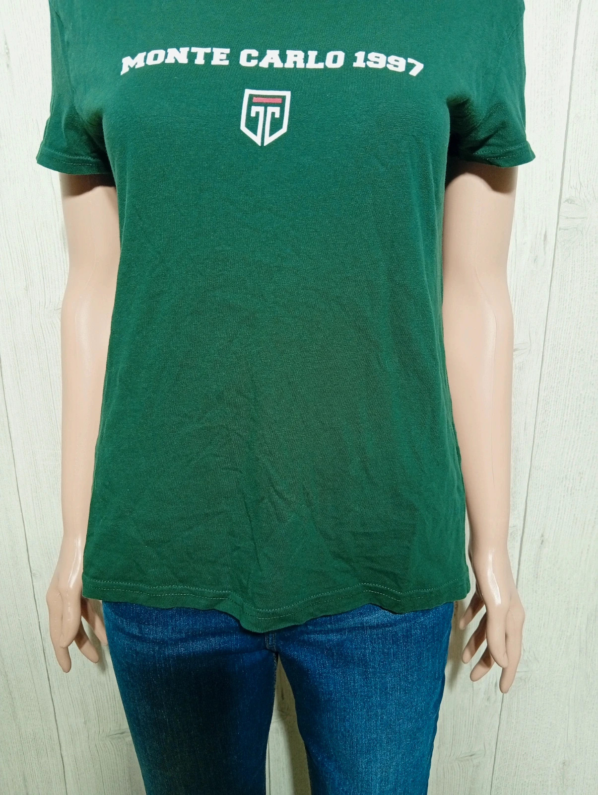 T-shirt imprimé manche courte femme- taille S/36 - bershka - couleur vert foncé blanc – Bershka – taille S / 36 / 8 3