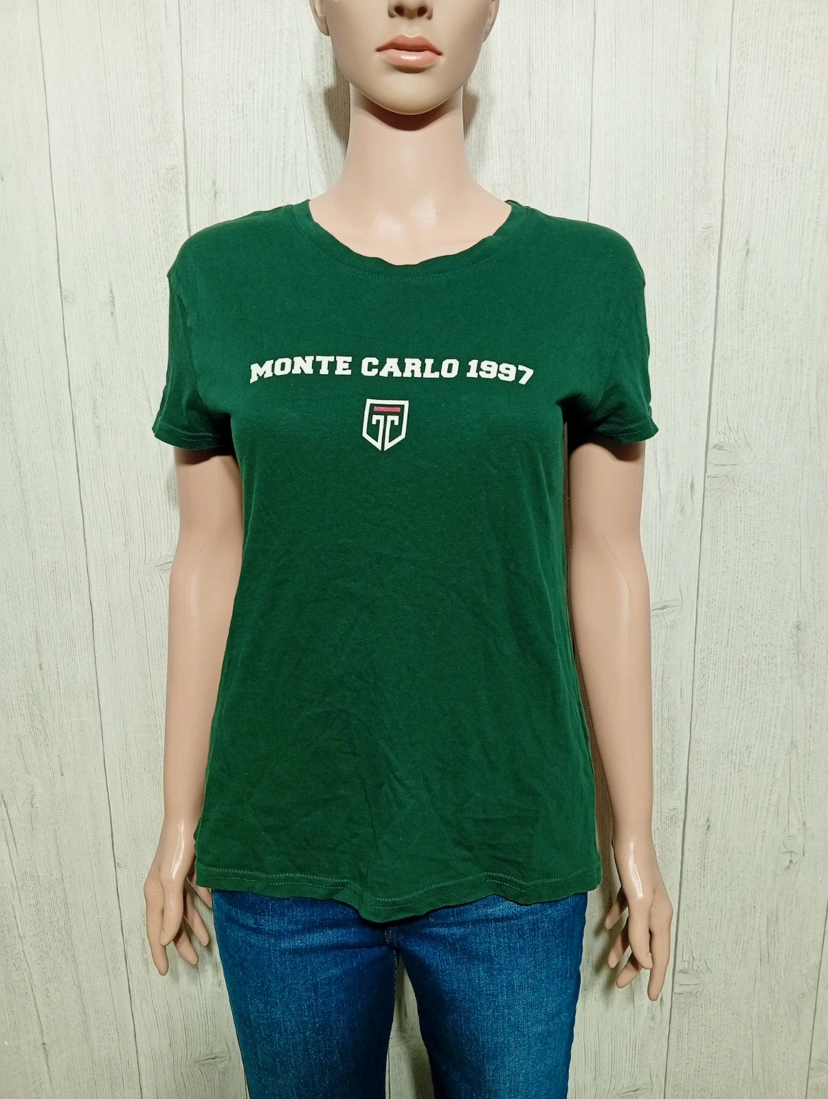 T-shirt imprimé manche courte femme- taille S/36 - bershka - couleur vert foncé blanc – Bershka – taille S / 36 / 8