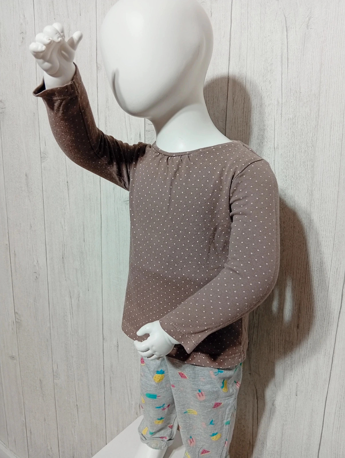 T-shirt imprimé manche longue fille - taille 18 mois (80 cm) - inextenso- couleur marron et blanc – In Extenso – taille 12-18 mois / 80 cm 2