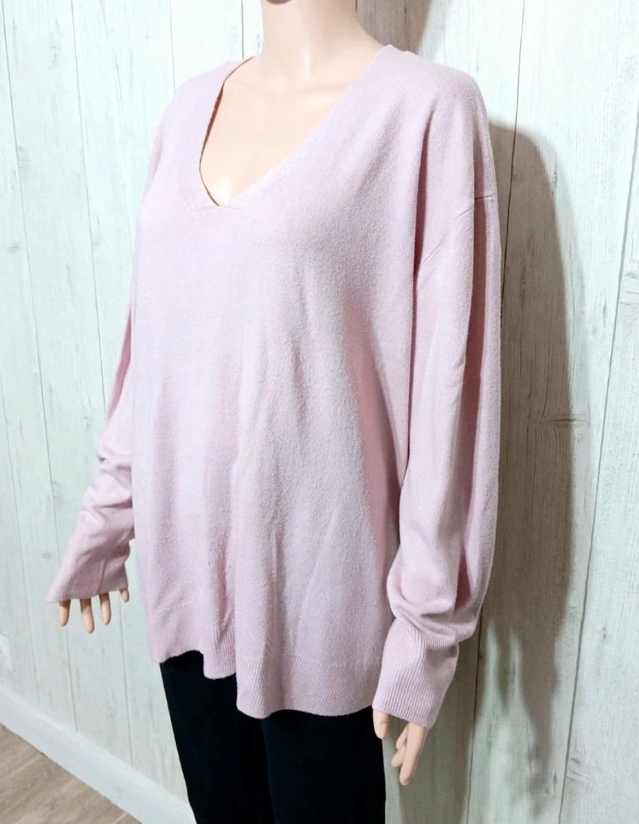 Pull dhiver col V femme - Taille XXXL/46 - Tex - couleur rose – TEX – taille XXXL / 46 / 18 5