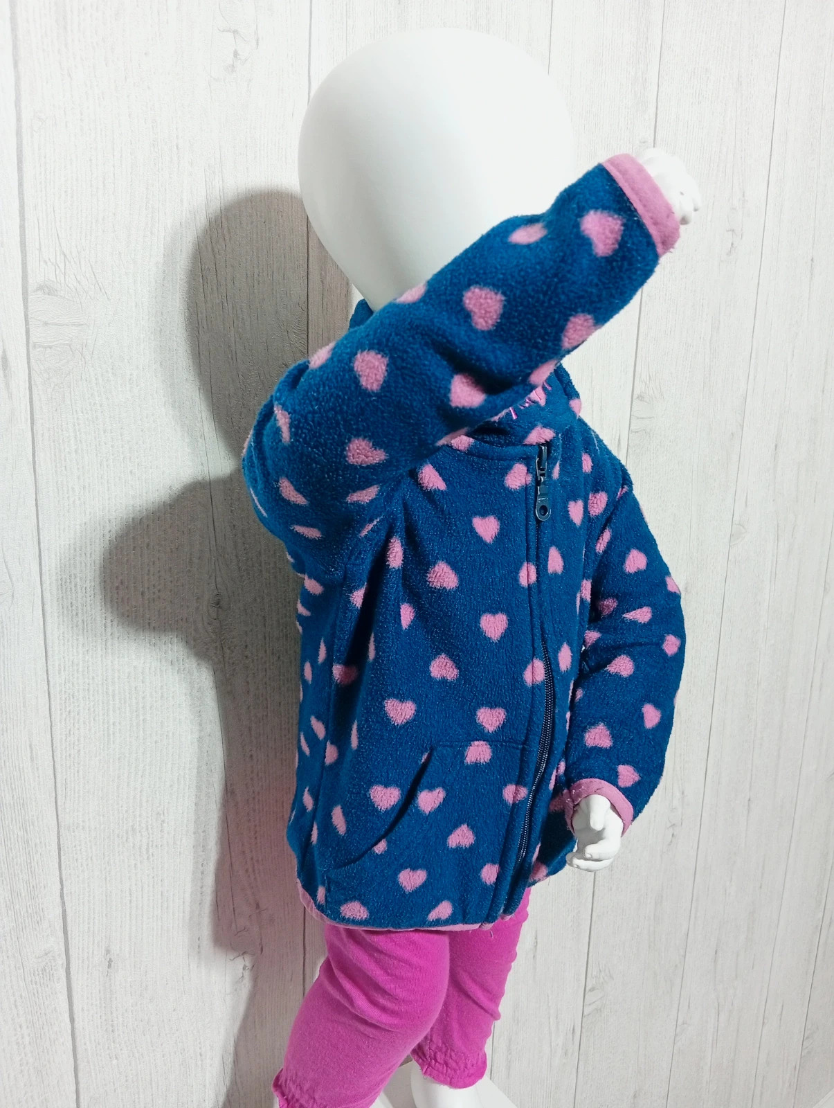 Pull polaire imprimé - taille 12/24 mois fille - poco piano - couleur marine fushia – Pocopiano – taille 12-18 mois / 80 cm 2