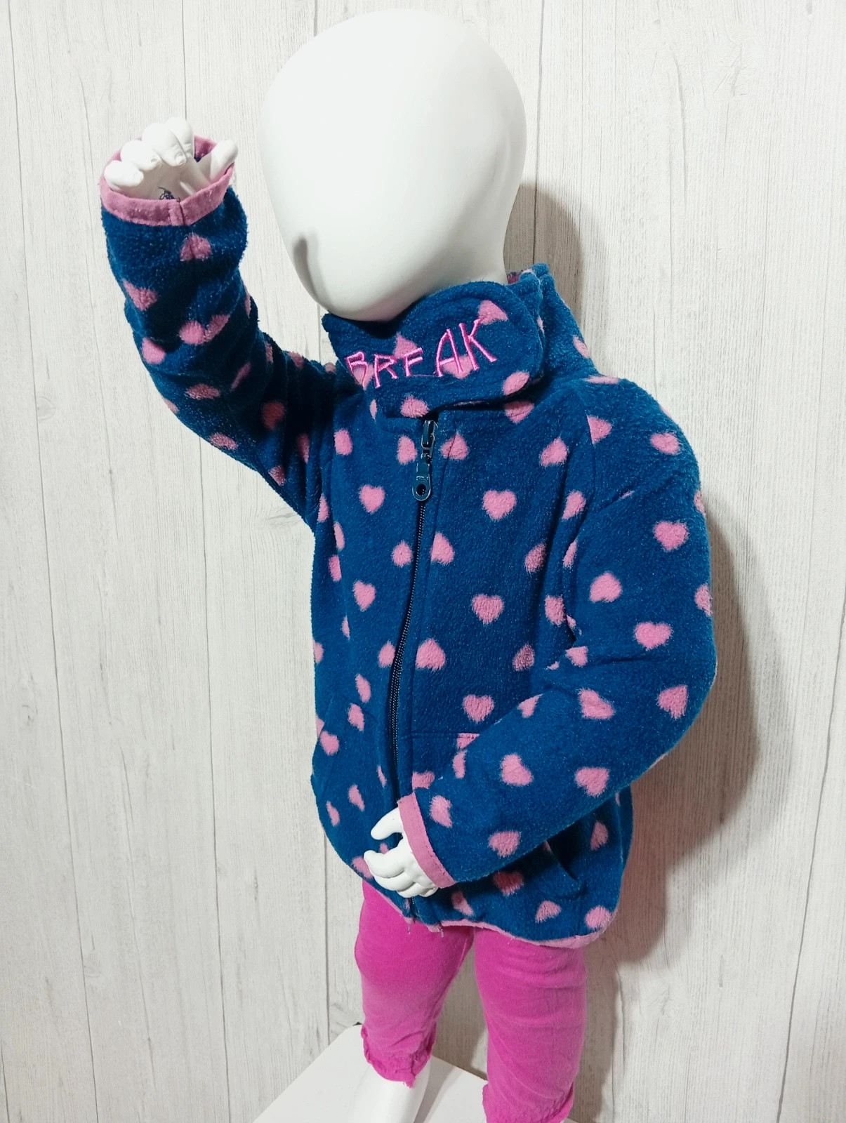 Pull polaire imprimé - taille 12/24 mois fille - poco piano - couleur marine fushia – Pocopiano – taille 12-18 mois / 80 cm 3