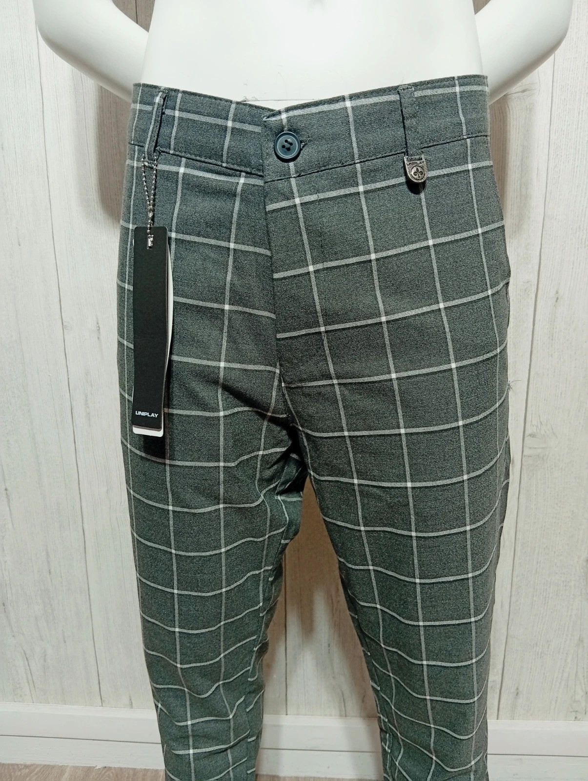 Pantalon de costume a carreaux homme - taille XL/42 (W33) - uniplay - couleur gris blanc noir – Uniplay – taille XL 2