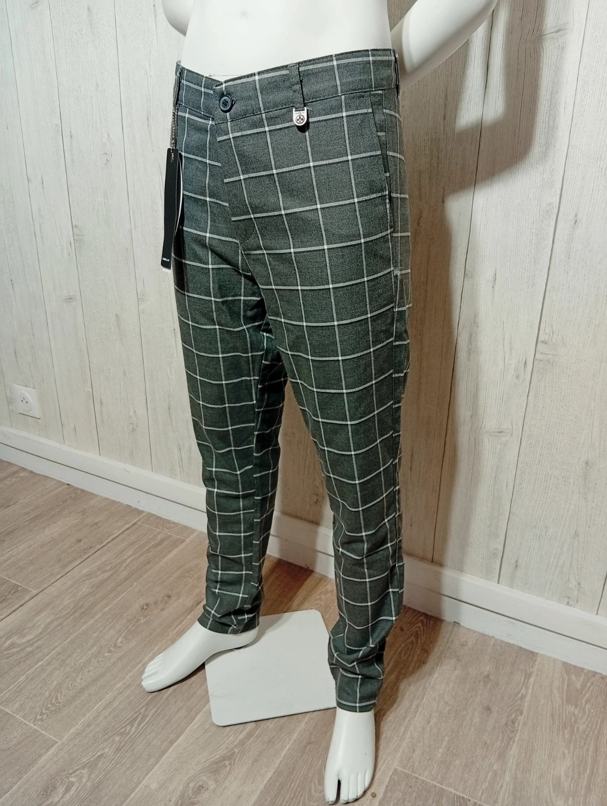 Pantalon de costume a carreaux homme - taille XL/42 (W33) - uniplay - couleur gris blanc noir – Uniplay – taille XL 5