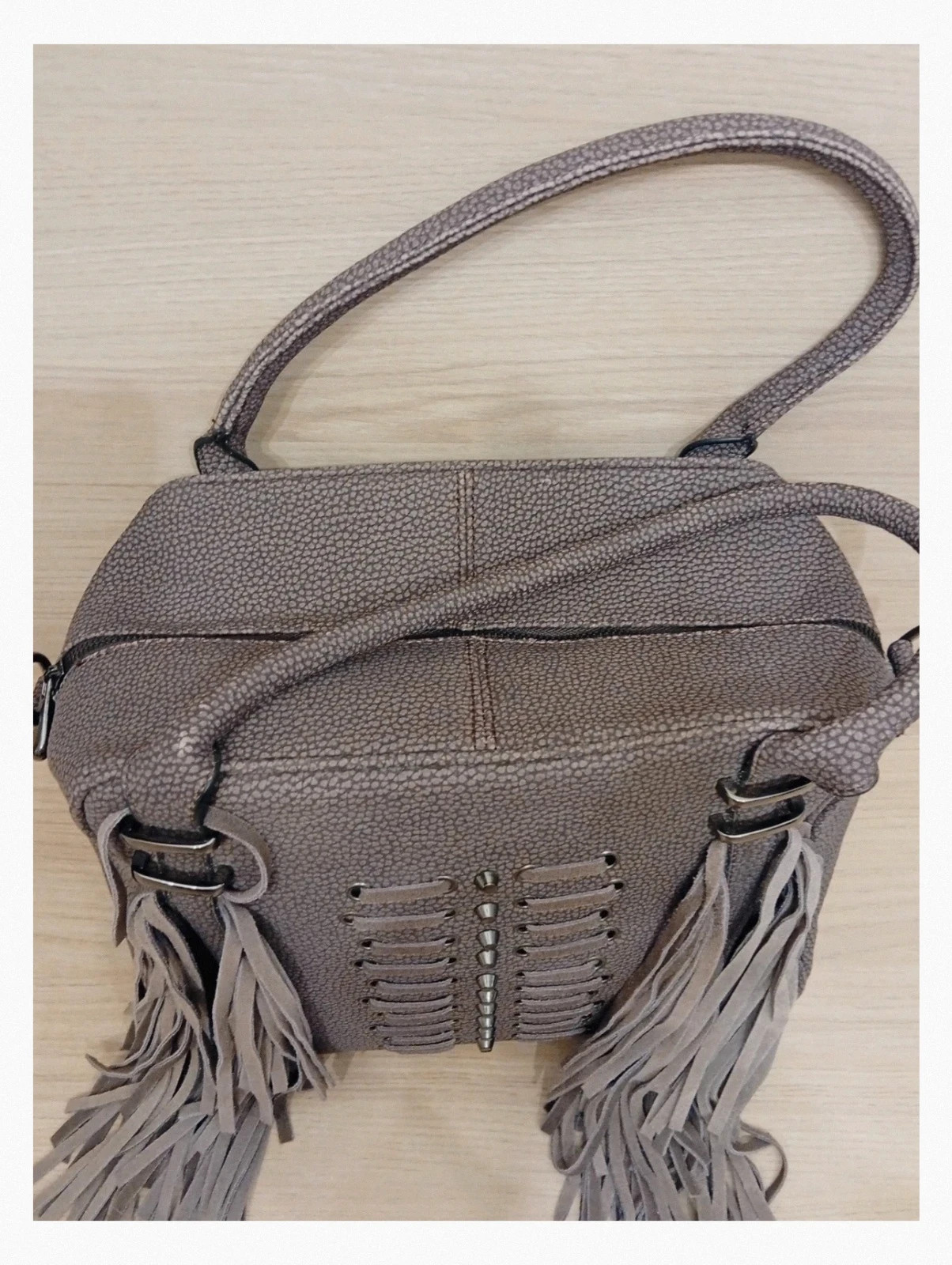 Sac sans marque femme - couleur marron gris 2