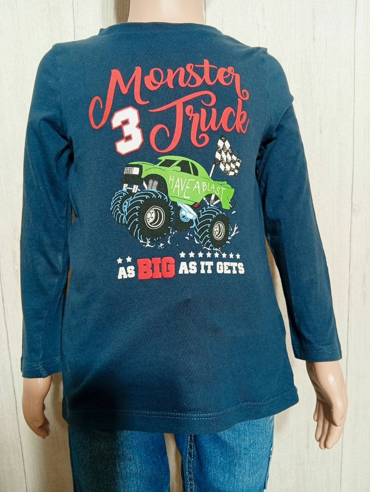 T-shirt imprimé manche longue - taille 3/4 ans - tex - couleur marine et multicolore